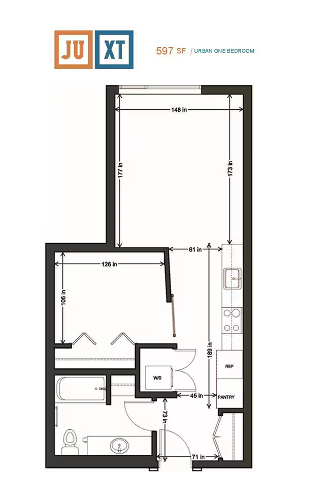 Urban 1x1 325 floor plan